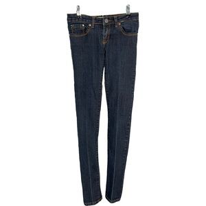 Puzzle Skinny Straight Mid Rise Medium Dark Wash Stretch Jeans sz 0
